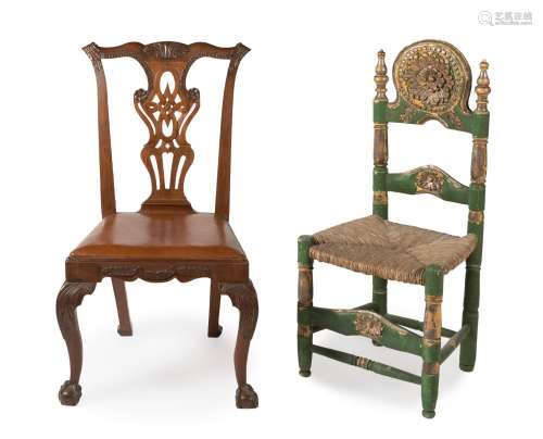 Two chairs, 19th century.One Chippendale style and the other...