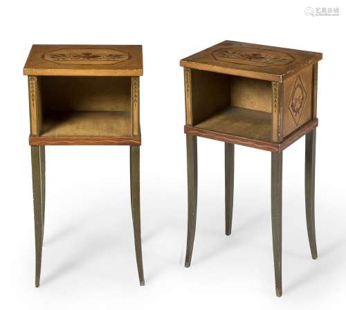 Pair of bookcase-tables Louis XV style, pps.s.XX.Polychrome ...