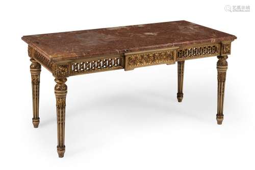 French Louis XVI style coffee table, ca. 1930. Carved, polyc...