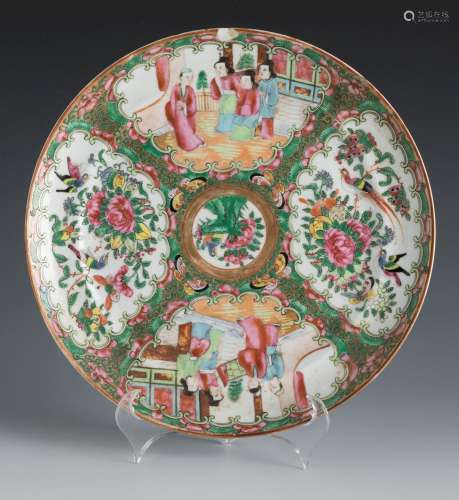 Canton Rose Family style dish. China, 19th century.Hand-pain...