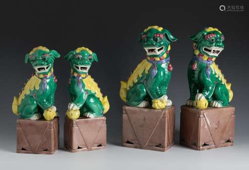 Two pairs of Foo dogs. China, 20th century.Hand-polychromed ...