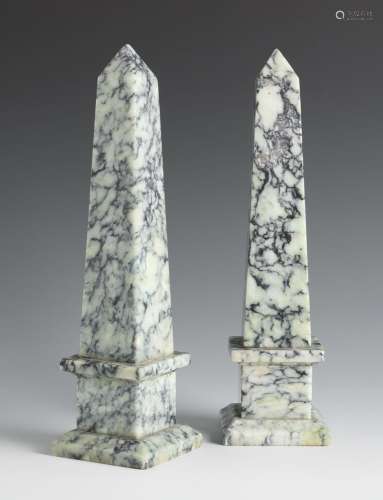 Pair of hard stone obelisks. First half of the 20th century....