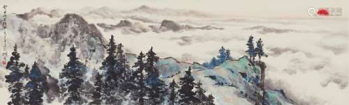 1929-1987 陈洞庭  山水 设色纸本 镜片