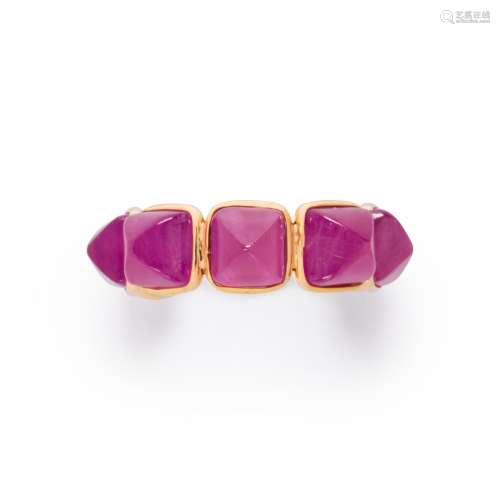 A ruby and eighteen karat gold ring