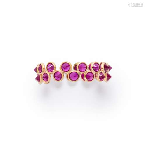 A ruby and eighteen karat gold ring