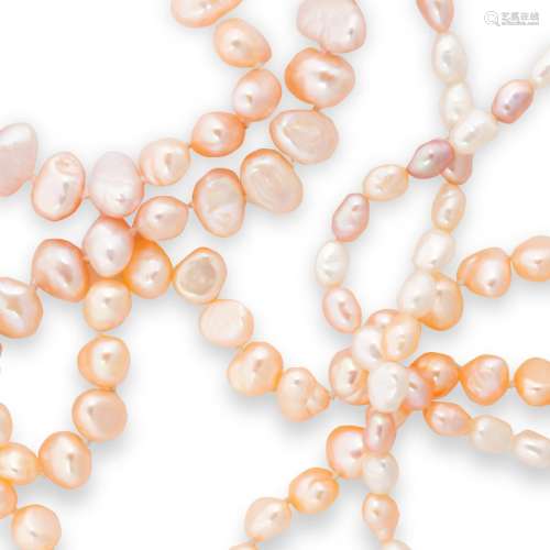 A group of cultured pearl necklaces