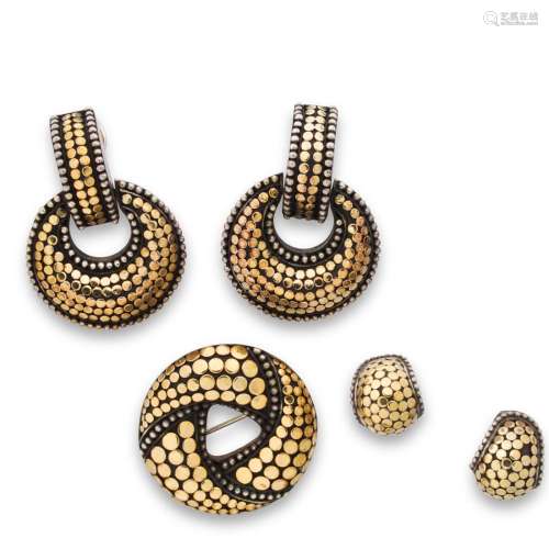 A group of eighteen karat gold and sterling silver jewelry,&...