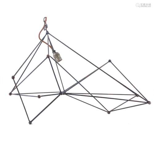 A Modernist metal cage form pendant light
