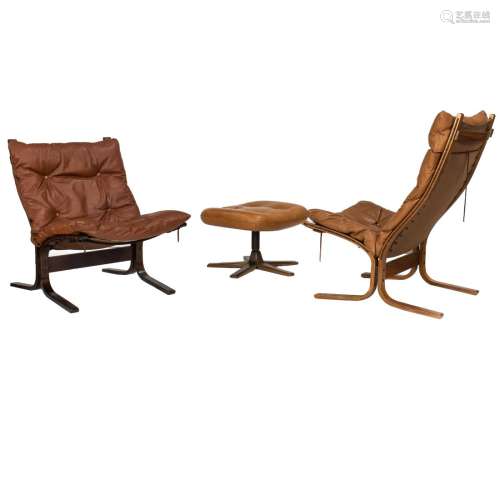 (Assembled suite of 3) Ingmar Relling for Westnofa leather a...