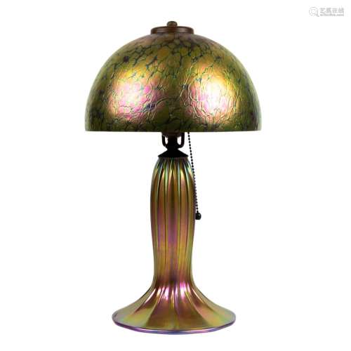 A Lundberg Studios iridescent art glass table lamp