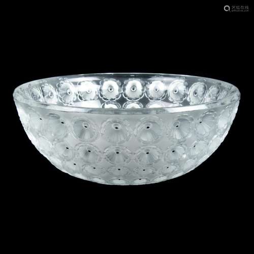 A Lalique frosted and clear molded glass Nemours bowl