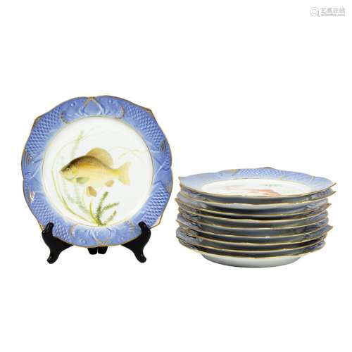 (Lot of 10) Royal Copenhagen porcelain fish plates #1212/300...