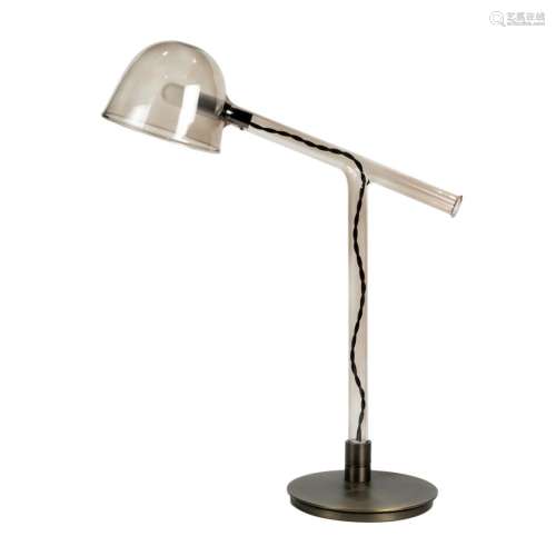 A Penta fume glass and bronzed metal Labo table lamp #1306-1...