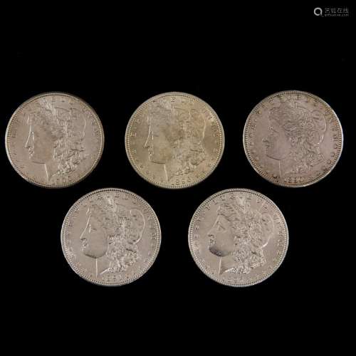 (Lot of 5) Silver Dollars: 1890S, 1891S, 1896, 1897, 1900S (...