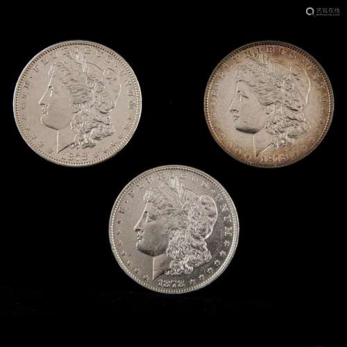 (lot of 3) Silver Dollars; 1878 7 tail feathers, 1878 8 tail...