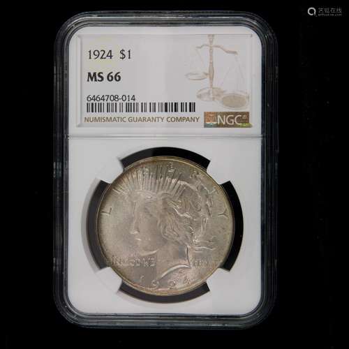 1924 Peace dollar, NGC, MS66