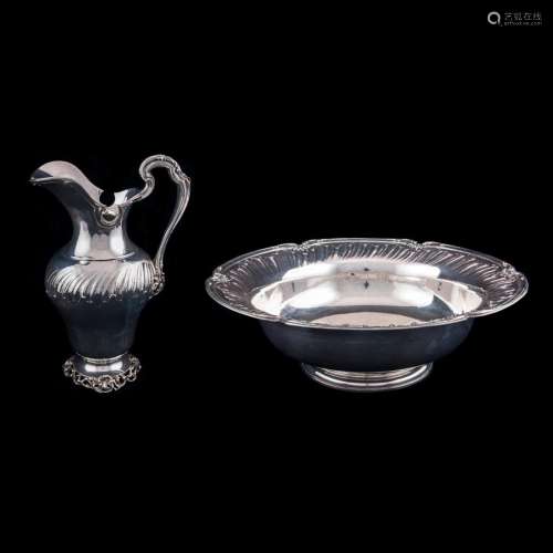 A large Dutch Rococo silver pitcher and bowl,, Amsterdam, pr...