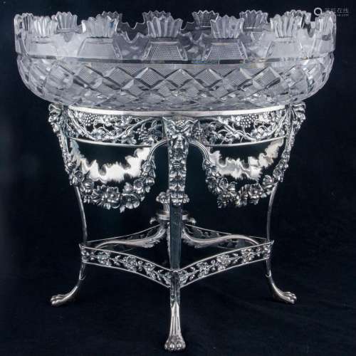 A George III cut glass and sterling monteith, London, circa ...