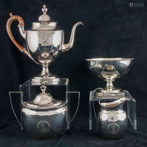 A (4 pc) Federal coin silver coffee set, Moore & Ferguso...