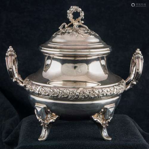 A French Aldolphe Boulenger 950 silver covered sugar bowl