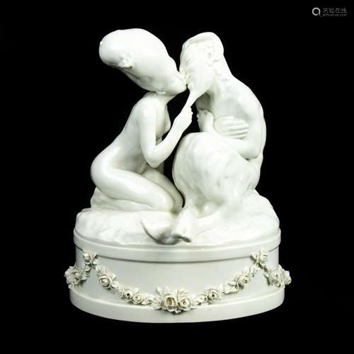 A Royal Copenhagen blanc de chine porcelain figural group of...