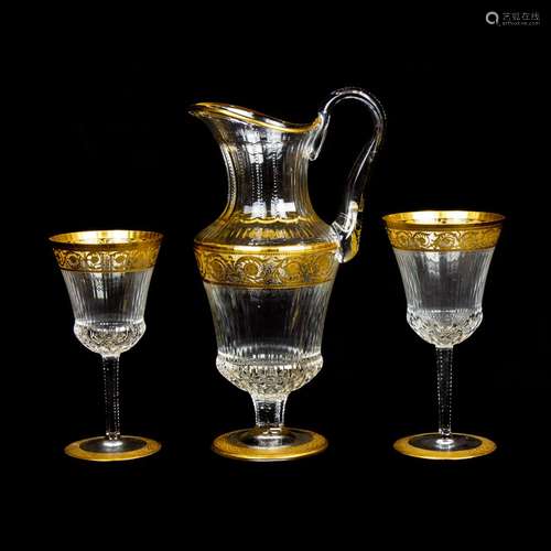 (Lot of 25) St. Louis gilt cut glass suite of stemware in th...