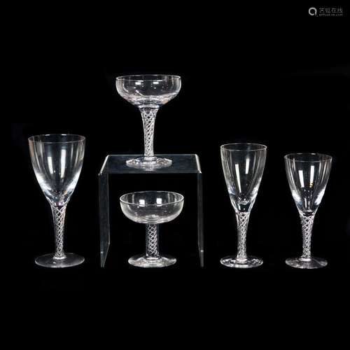 (Lot of 31) Stuart airtwist glass suite of stemware in the A...