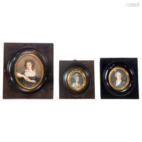 (Lot of 3) Continental portrait miniatures