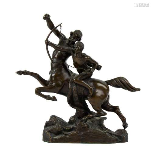 A French patinated bronze model of the Education of Achilles