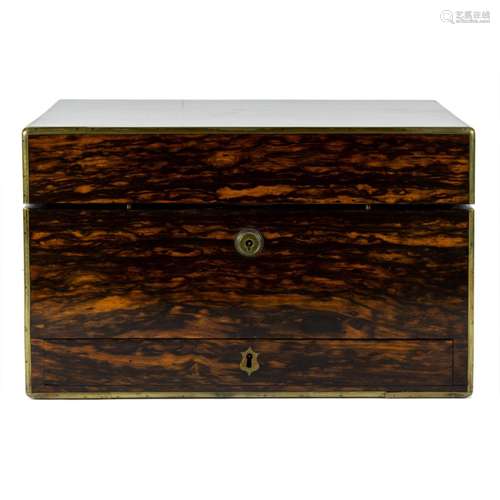 A Victorian brass bound coromandel dressing box