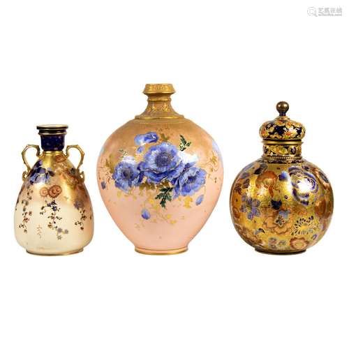 (Lot of 3) Royal Crown Derby porcelain large vases