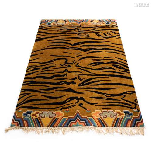 A Contemporary Tibetan wool "Tiger" carpet