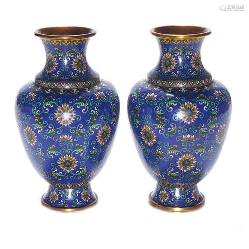 (lot of 2) Chinese cloisonne enamel vases