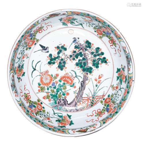 CHINESE WUCAI 'BIRD AND FLOWER' BOWL