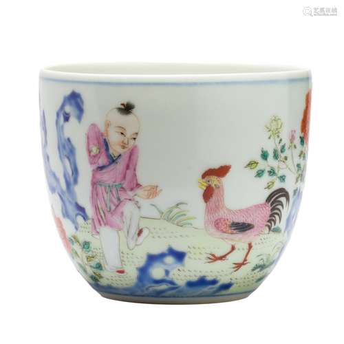 CHINESE FAMILLE ROSE 'ROOSTER' CUP