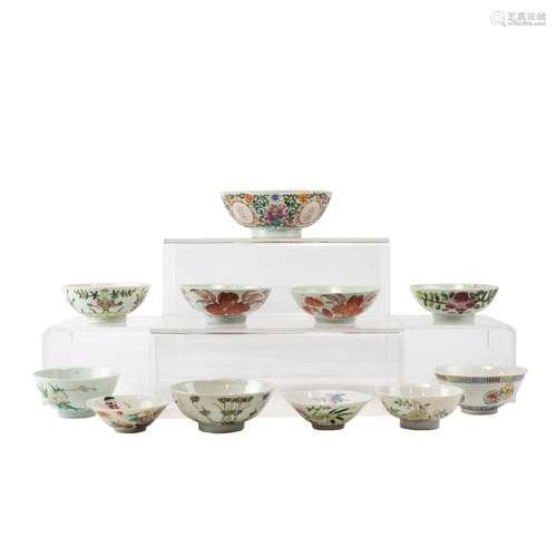 (LOT OF 11) CHINESE FAMILLE ROSE BOWLS