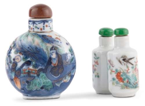 Two Chinese Porcelain Snuff Bottles Height of largest 2 1/2 ...