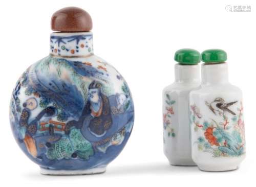 Two Chinese Porcelain Snuff Bottles Height of largest 2 1/2 ...