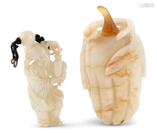 Two Chinese White Jade Carvings Height 2 1/2 