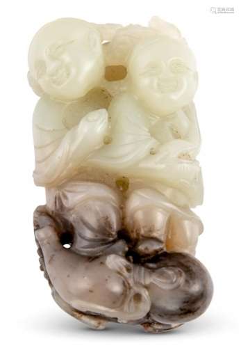A Chinese Jade 'Boys' Carving Height 2 3/4 
