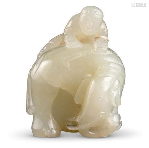 A Chinese White Jade Elephant Carving Height 2 