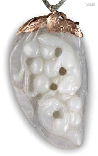 A Chinese White Jade Pendant Length 3 