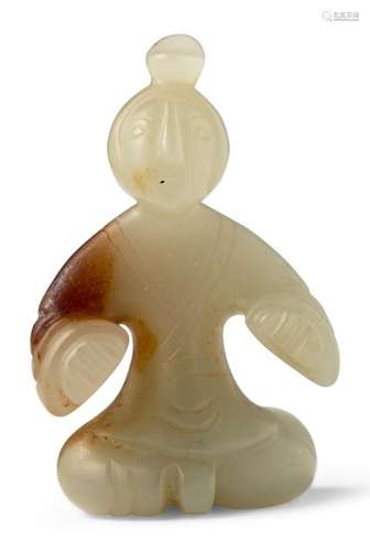 A Chinese White Jade Figural Toggle Height 1 3/4 