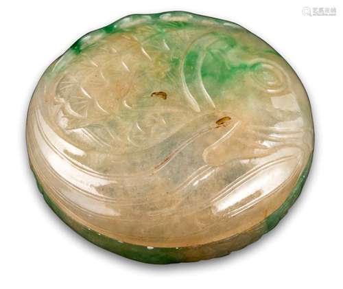 A Chinese Jadeite Paste Box and Cover Diameter 2 1/4 