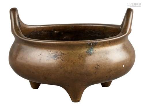 A Chinese Bronze Tripod Censer Height 3 