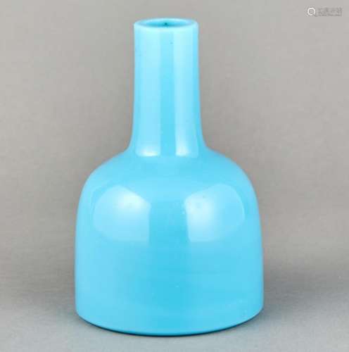 A Chinese Turquoise Glass Mallet Vase Height 6 1/2 