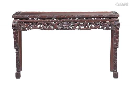 A Chinese Carved Hardwood Table Length 54 