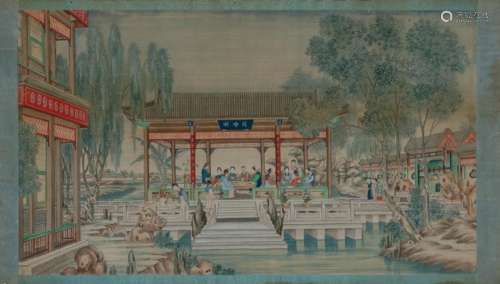 A Rare China Trade Painting Sight 34 x 19 1/2 