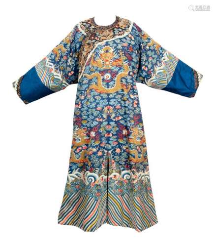 A Chinese Kesi Silk Dragon Court Robe Length 53 