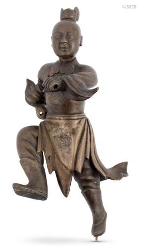 A Chinese Bronze Figure of a Youth Height 10 1/2 